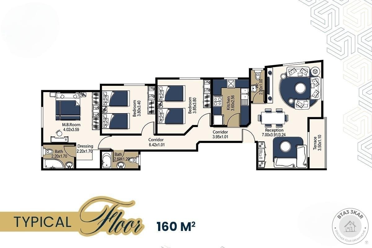 شقة بأميز مواقع النورث هاوس 160 م دخلة مباشرة من شارع التسعين الشمالي
