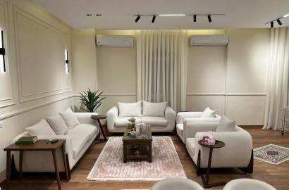 شقة دور اول بفيلات البنفسج تشطيب الترا سوبر لوكس مكيفة بالكامل