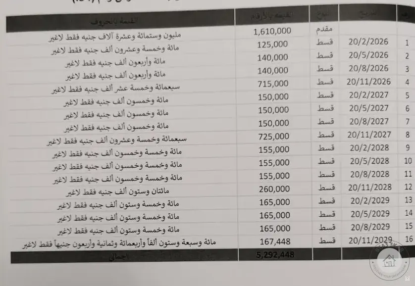 للبيع شقة لمساحة ١٩٤ م٢  جاردن ١٢٨ م٢  بالحي الثامن بيت الوطن