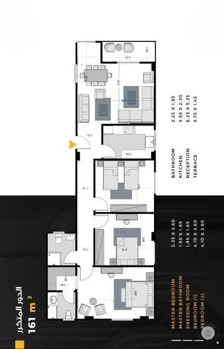 3-Bedroom Apartment for Sale, 161 m², 1st Floor – Beit El Watan, New Cairo