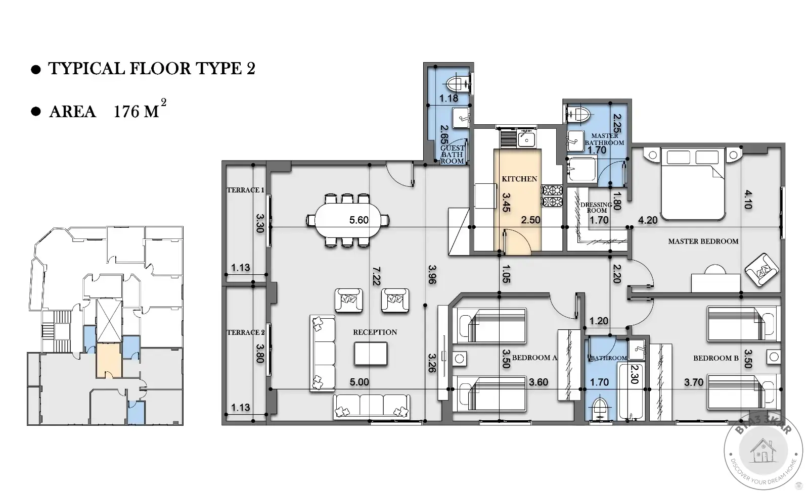 3-Bedroom Apartment for Sale, 176 m², 3rd Floor – Beit El Watan, New Cairo