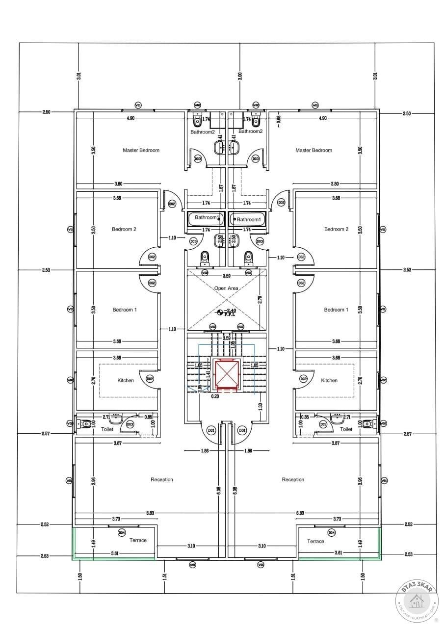 شقة دور متكرر شمال الرحاب بالقرب من منطقة الخدمات وطريق السويس 173 م