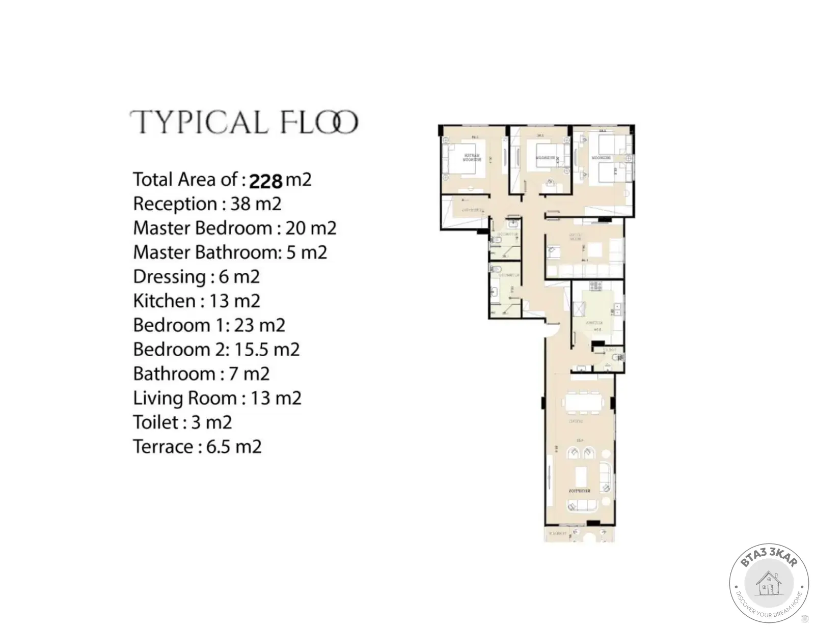 3-Bedroom Apartment for Sale, 228 m² – El Lotus, New Cairo