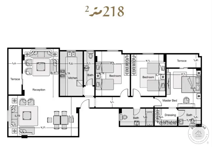 3-Bedroom Apartment for Sale, 218 m² – Beit El Watan, New Cairo